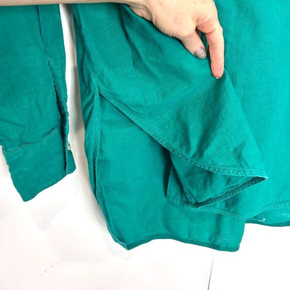 Maeve By Anthropologie Bennet Button-up Shirt Women's MP Green Linen Cotton Top - Picture 11 of 16